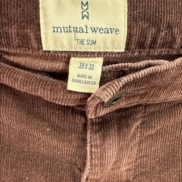 Mutual Weave The Slim Men's Corduroy Pants dark brown casual office 38x30 work - Picture 10 of 11